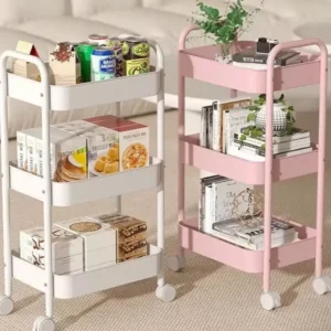 Organizador de almacenamiento móvil de 3 niveles en metal - Maximiza el orden en tu hogar con un carrito práctico y estético