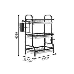Estante Escurridor Cocina 3 Niveles - Organiza y seca vajilla sin acumular agua