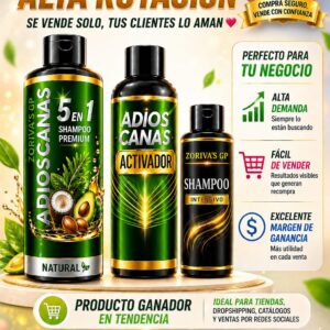 Set x2 Shampoo Adiós Canas 5 en 1 con Coco - Cubre Canas y Nutre tu Cabello